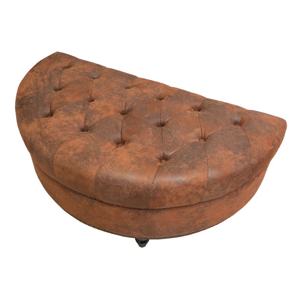 ヴィンテージレザー調ファブリックハーフムーンスツール　VINCENT