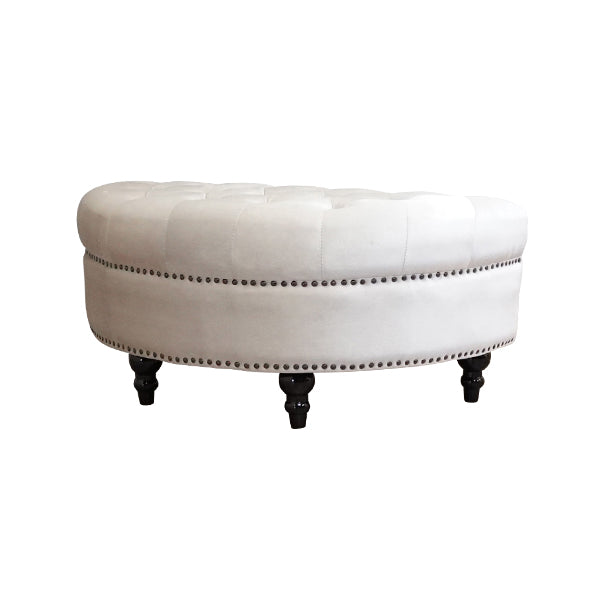 パールホワイトベルベットハーフムーンスツール　VINCENT