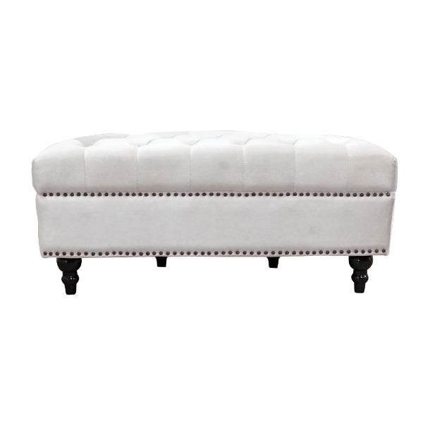 パールホワイトベルベットハーフムーンスツール　VINCENT