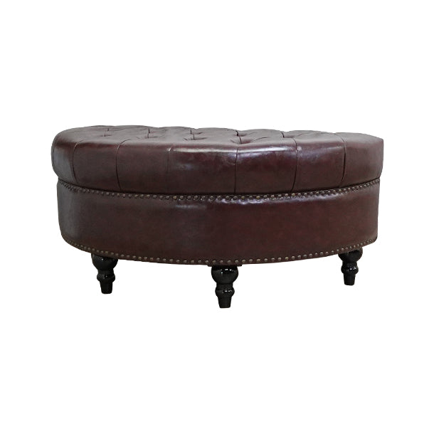 ダークブラウンPUレザーハーフムーンスツール　VINCENT