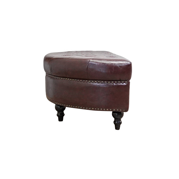 ダークブラウンPUレザーハーフムーンスツール　VINCENT