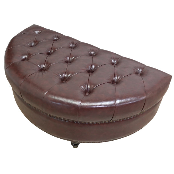 ダークブラウンPUレザーハーフムーンスツール　VINCENT