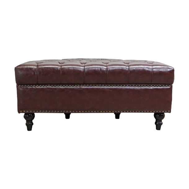 ダークブラウンPUレザーハーフムーンスツール　VINCENT