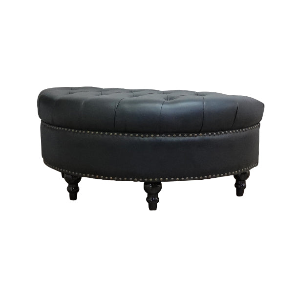 ブラックPUレザーハーフムーンスツール　VINCENT