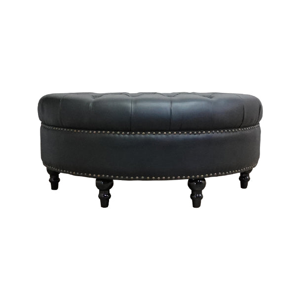 ブラックPUレザーハーフムーンスツール　VINCENT