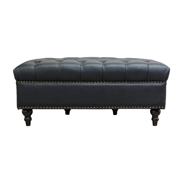 ブラックPUレザーハーフムーンスツール　VINCENT