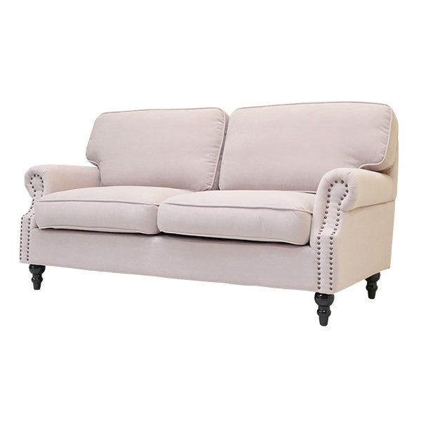 シャーベットピンクファブリックヴィンテージスタイル2.5シーターアームソファ　Bricks