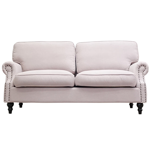 シャーベットピンクファブリックヴィンテージスタイル2.5シーターアームソファ　Bricks