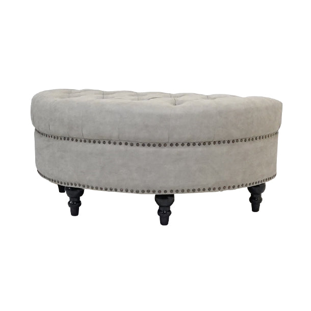 ライトグレーPUレザーハーフムーンスツール　VINCENT