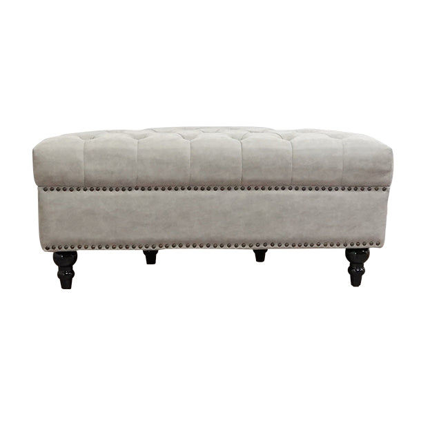 ライトグレーPUレザーハーフムーンスツール　VINCENT