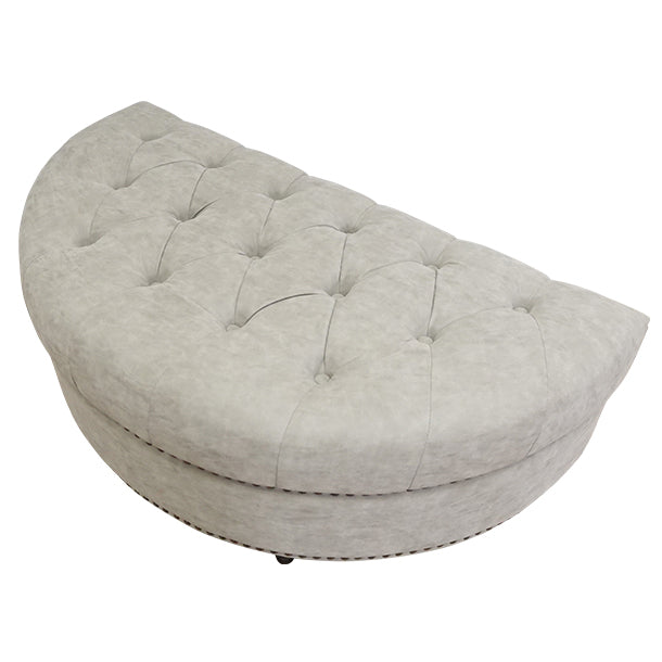 ライトグレーPUレザーハーフムーンスツール　VINCENT