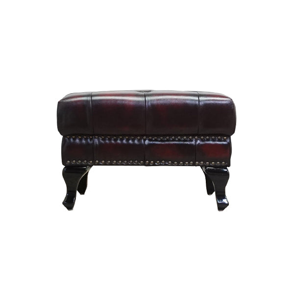 ウォッシュオフレッドレザーチェスターフィールドスツール(オットマン)　VINCENT