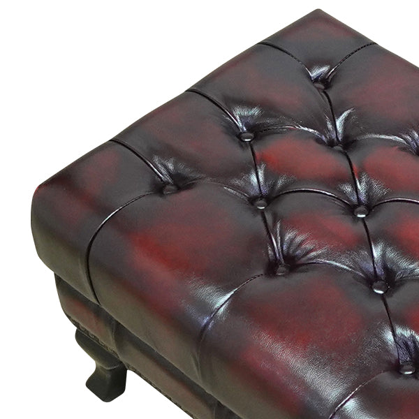 ウォッシュオフレッドレザーチェスターフィールドスツール(オットマン)　VINCENT