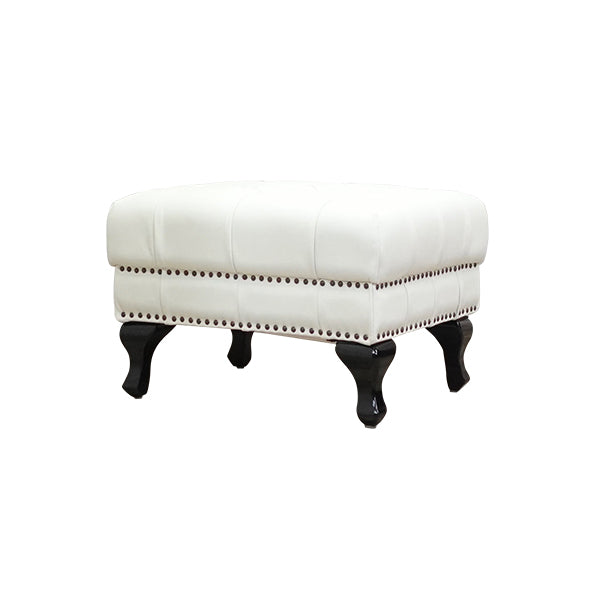 ホワイトレザーチェスターフィールドスツール(オットマン)　VINCENT