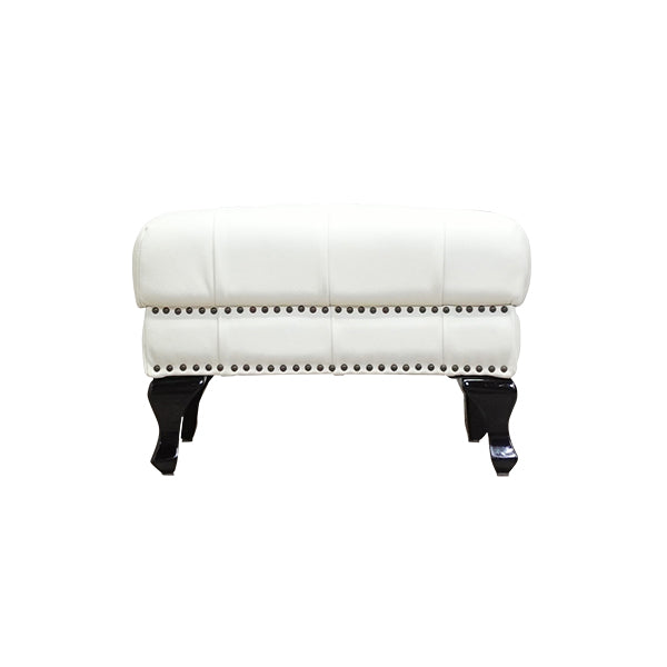 ホワイトレザーチェスターフィールドスツール(オットマン)　VINCENT