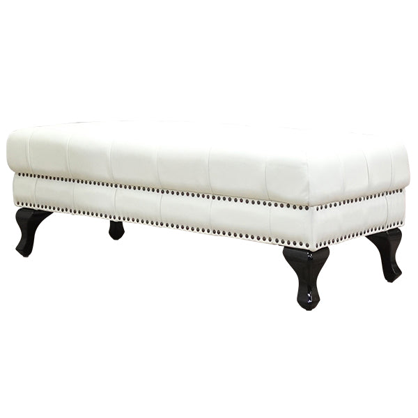 ホワイトレザーチェスターフィールドロングスツール(オットマン)　VINCENT