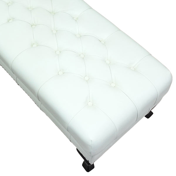 ホワイトレザーチェスターフィールドロングスツール(オットマン)　VINCENT