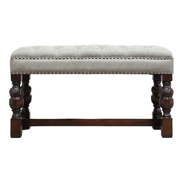 ライトグレーPUレザーチェスターフィールドロングスツール　VINCENT(ヴィンセント)