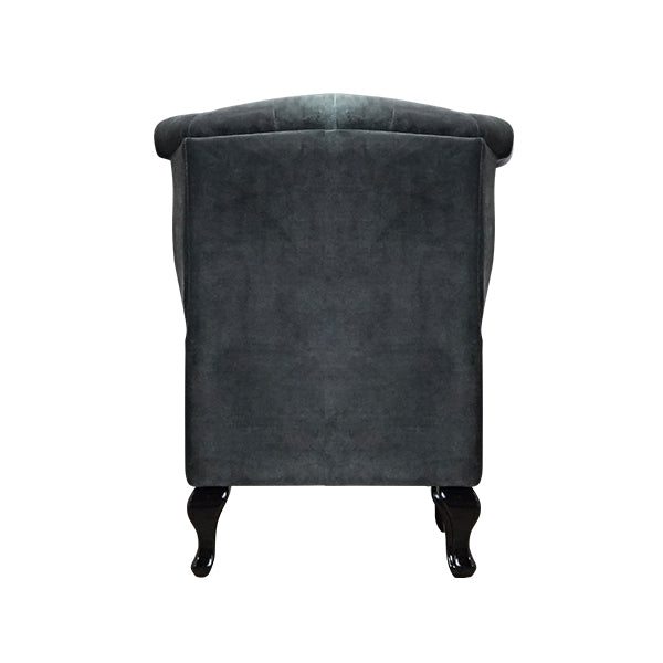 ブルーベルベットチェスターフィールドウイングシングルソファ(アームチェア)