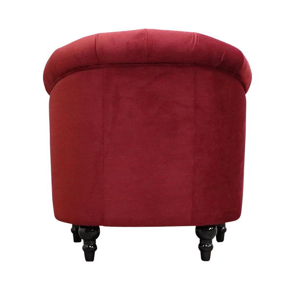 レッドベルベットコンパクトチェスターフィールドラウンジシングルソファ　VINCENT(ヴィンセント)