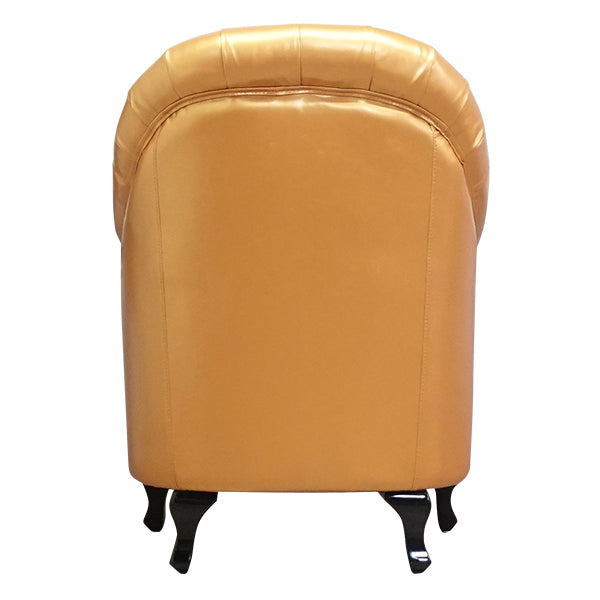 ゴールドPUレザーハイバックチェスターフィールドラウンジシングルソファ　VINCENT