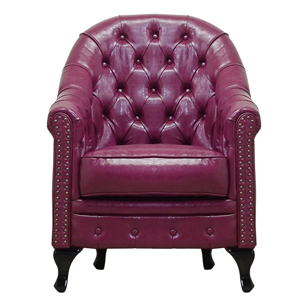 パープルPUレザーハイバックチェスターフィールドラウンジシングルソファ　VINCENT