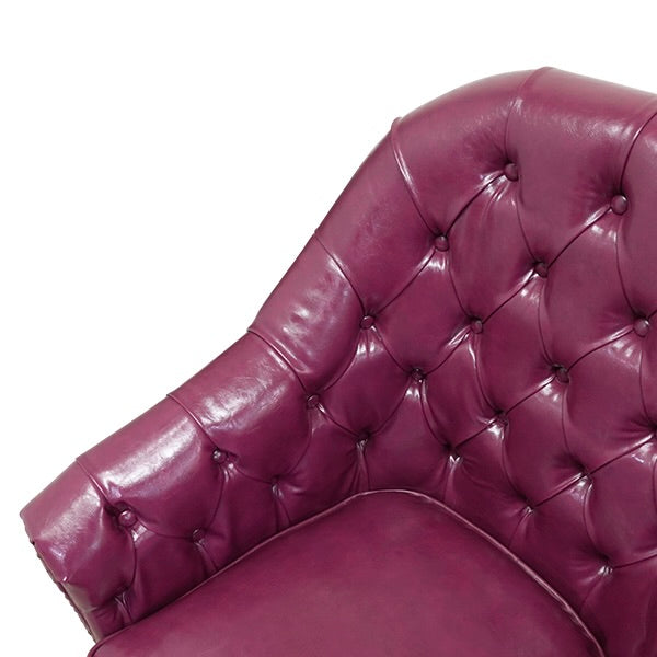 パープルPUレザーハイバックチェスターフィールドラウンジシングルソファ　VINCENT