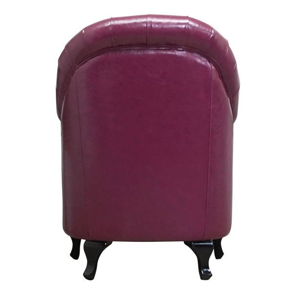 パープルPUレザーハイバックチェスターフィールドラウンジシングルソファ　VINCENT