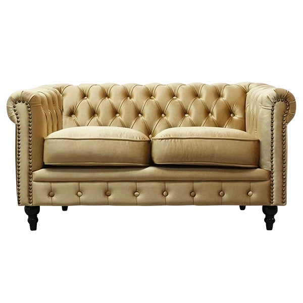 ゴールドベルベットコンパクトチェスターフィールド2シーターソファ　VINCENT(ヴィンセント)