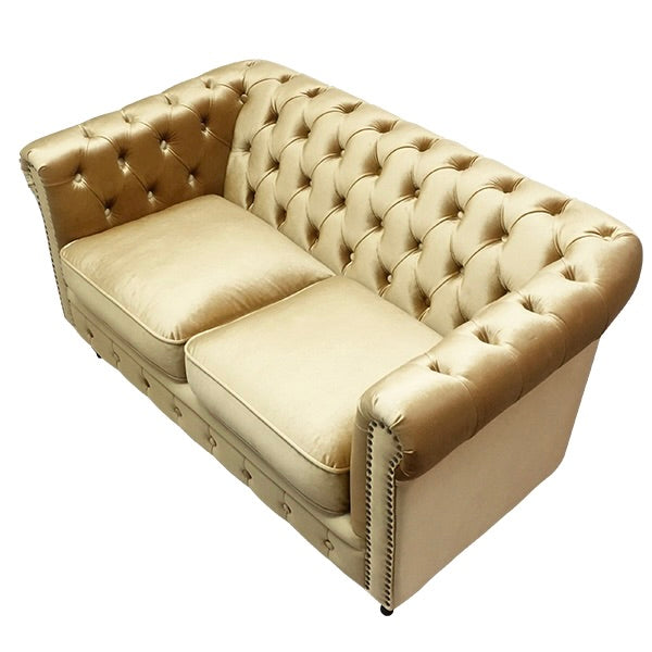 ゴールドベルベットコンパクトチェスターフィールド2シーターソファ　VINCENT(ヴィンセント)