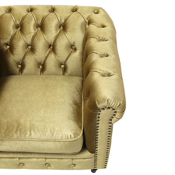 ゴールドベルベットコンパクトチェスターフィールド2シーターソファ　VINCENT(ヴィンセント)