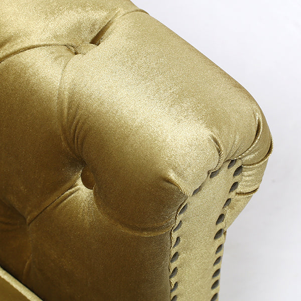 ゴールドベルベットコンパクトチェスターフィールド2シーターソファ　VINCENT(ヴィンセント)