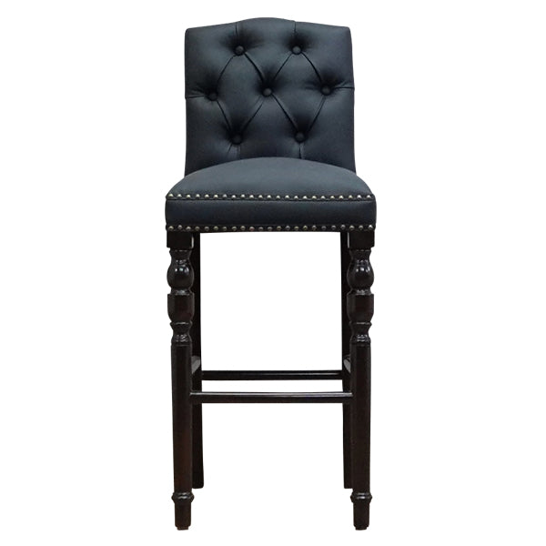 ブラックPUレザーチェスターフィールドカウンターチェア　Vincent(ヴィンセント)シリーズ