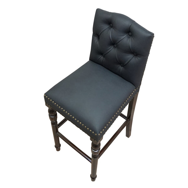 ブラックPUレザーチェスターフィールドカウンターチェア　Vincent(ヴィンセント)シリーズ