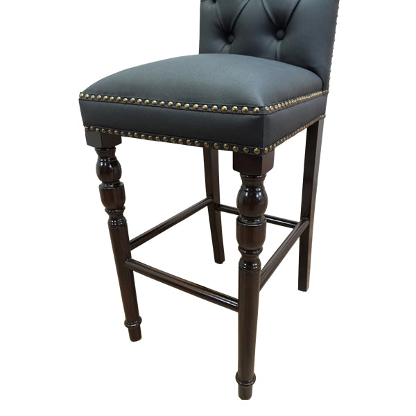 ブラックPUレザーチェスターフィールドカウンターチェア　Vincent(ヴィンセント)シリーズ