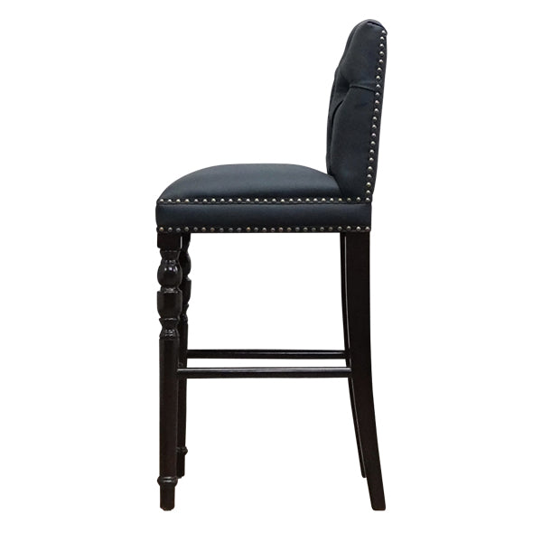 ブラックPUレザーチェスターフィールドカウンターチェア　Vincent(ヴィンセント)シリーズ