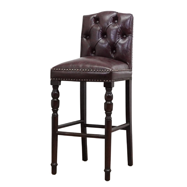 ブラウンPUレザーチェスターフィールドカウンターチェア　Vincent(ヴィンセント)シリーズ