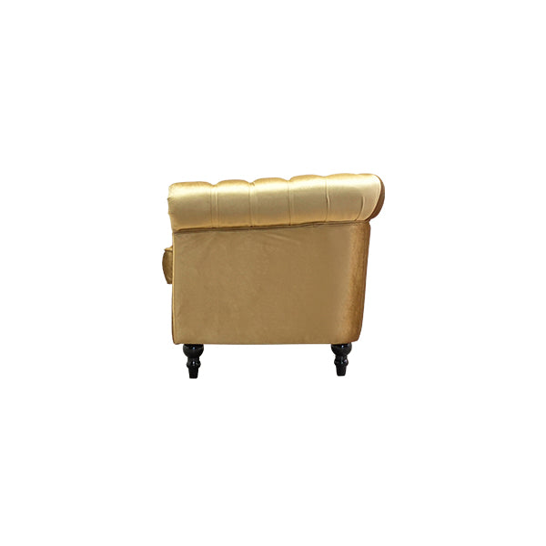 ゴールドベルベットコンパクトチェスターフィールド3シーターソファ　VINCENT(ヴィンセント)