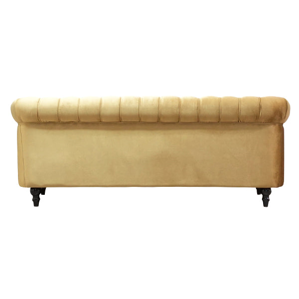 ゴールドベルベットコンパクトチェスターフィールド3シーターソファ　VINCENT(ヴィンセント)