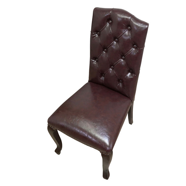 ダークブラウンPUレザーカブリオールレッグハイバックチェア