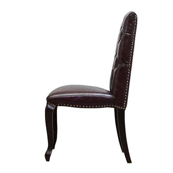 ダークブラウンPUレザーカブリオールレッグハイバックチェア