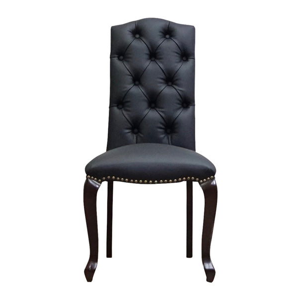 ブラックPUレザーカブリオールレッグハイバックチェア