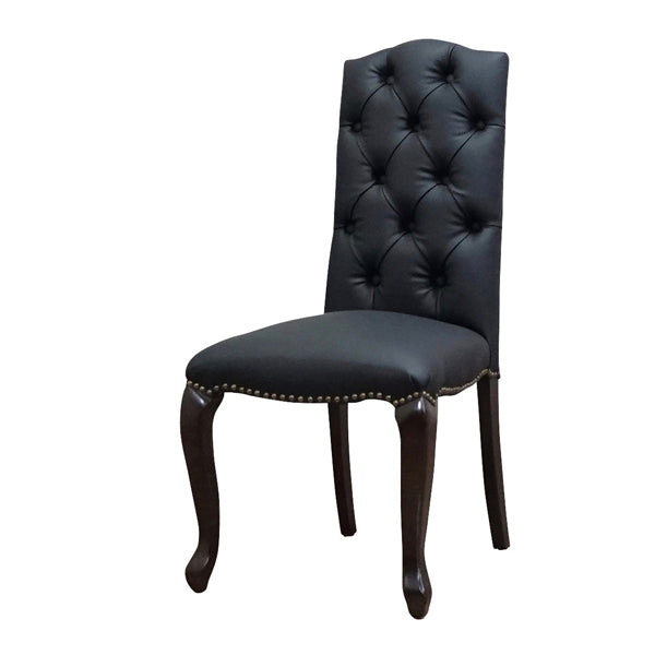 ブラックPUレザーカブリオールレッグハイバックチェア