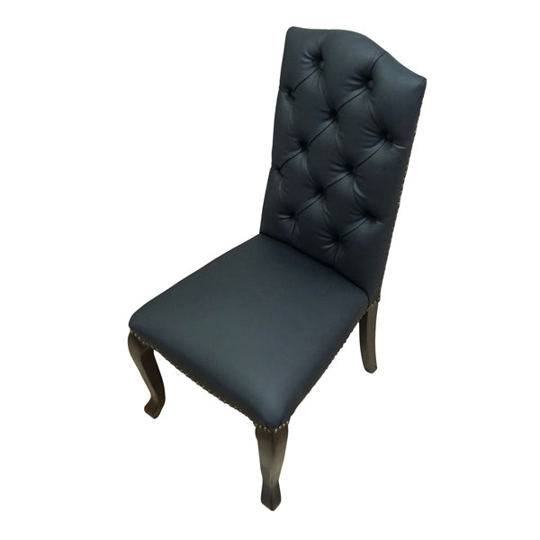 ブラックPUレザーカブリオールレッグハイバックチェア