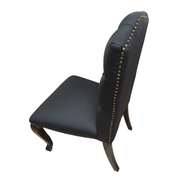 ブラックPUレザーカブリオールレッグハイバックチェア