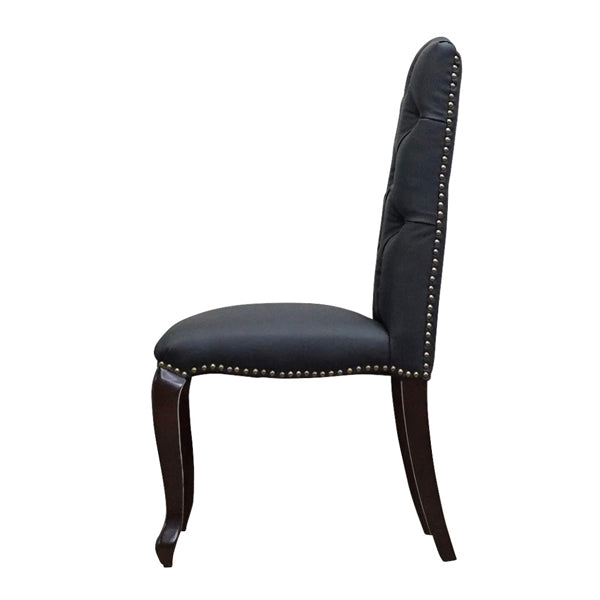 ブラックPUレザーカブリオールレッグハイバックチェア