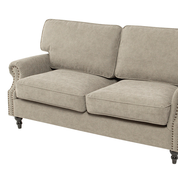 ライトグレーPUレザーヴィンテージスタイル2.5シーターアームソファ　Bricks(ブリックス)