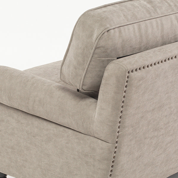 ライトグレーPUレザーヴィンテージスタイル2.5シーターアームソファ　Bricks(ブリックス)