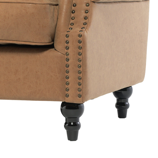 キャメルPUレザーヴィンテージスタイル2.5シーターアームソファ　Bricks(ブリックス)