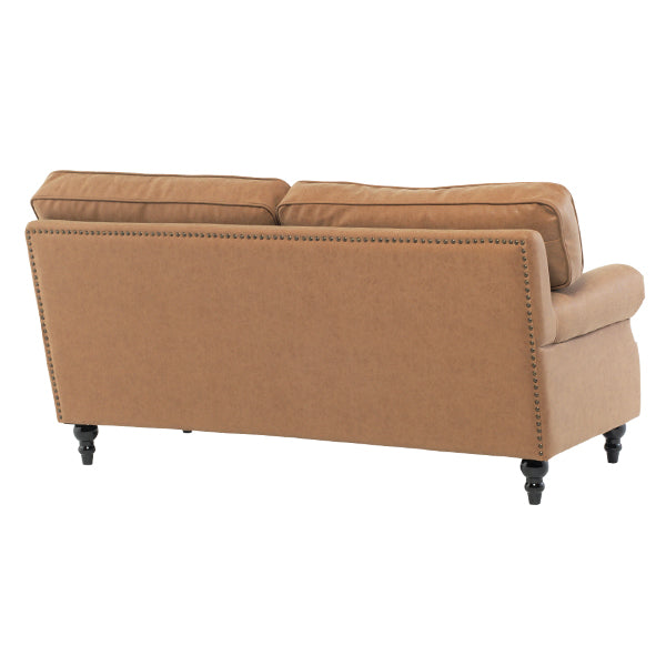 キャメルPUレザーヴィンテージスタイル2.5シーターアームソファ　Bricks(ブリックス)
